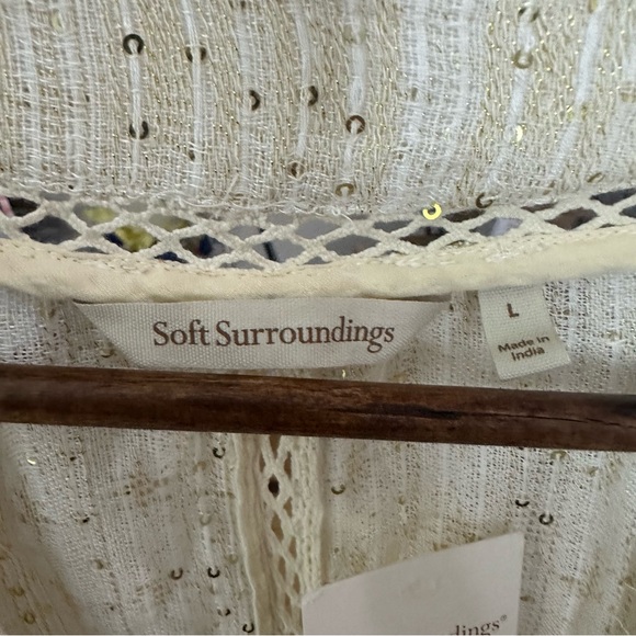 Soft Surroundings Boho Sheer Sequin Kimono Cardigan Topper Open Front Large NWT - Picture 11 of 13